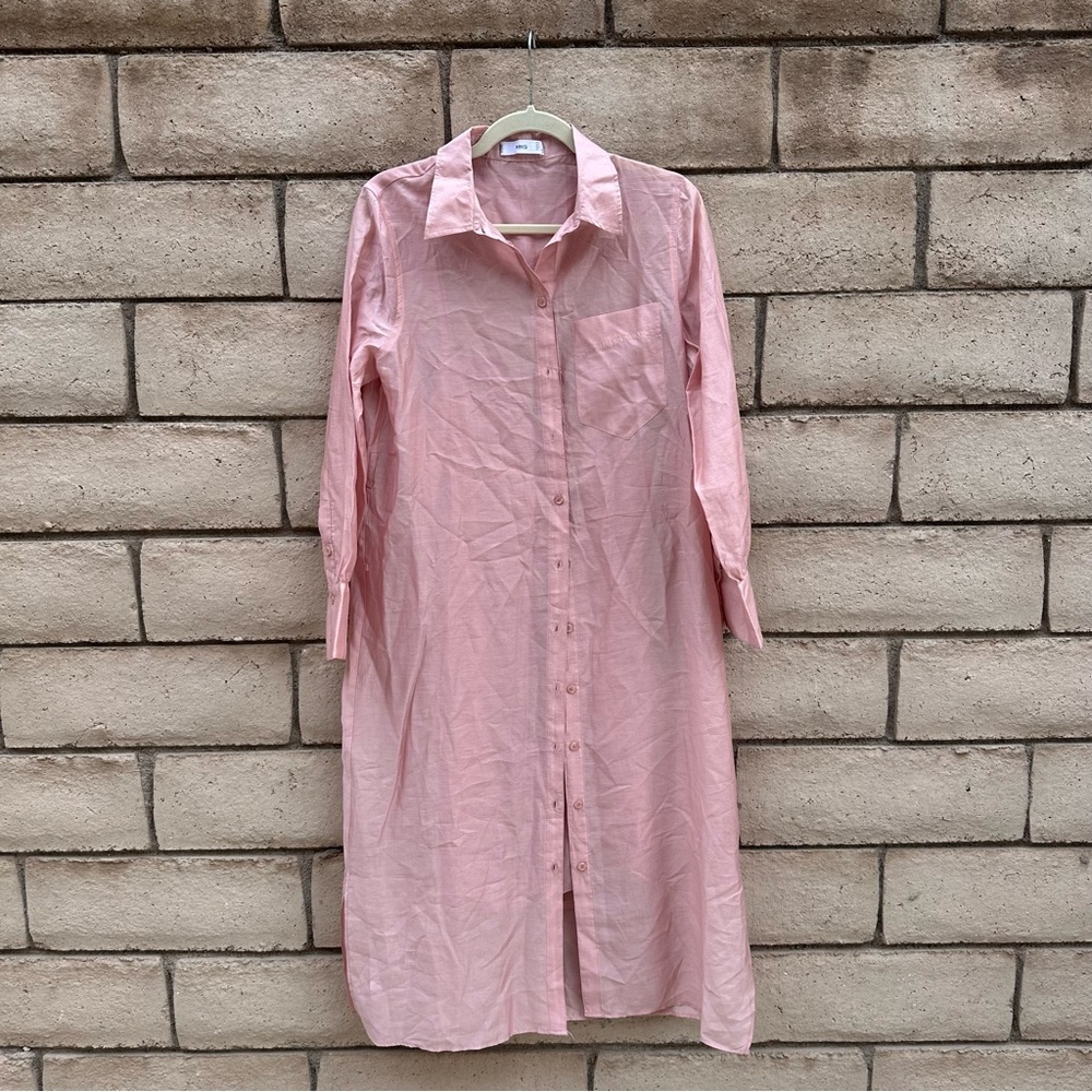 Mango Soft Pink Long Sleeve Dress